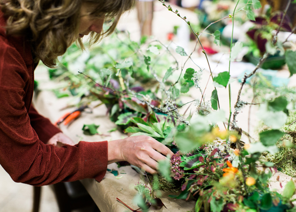 Francoise Weeks - Emily making a botanical woodland centerpiece