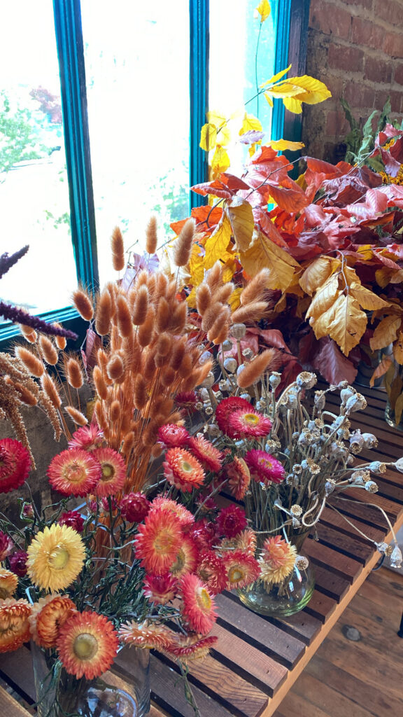 Dried flowers and foliages for a floral design class in Snohomish