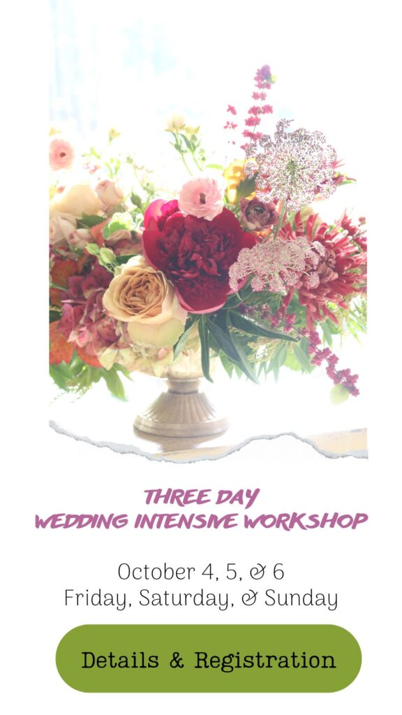floral design workshop for wedding florists in seattle washington three day wedding flower class