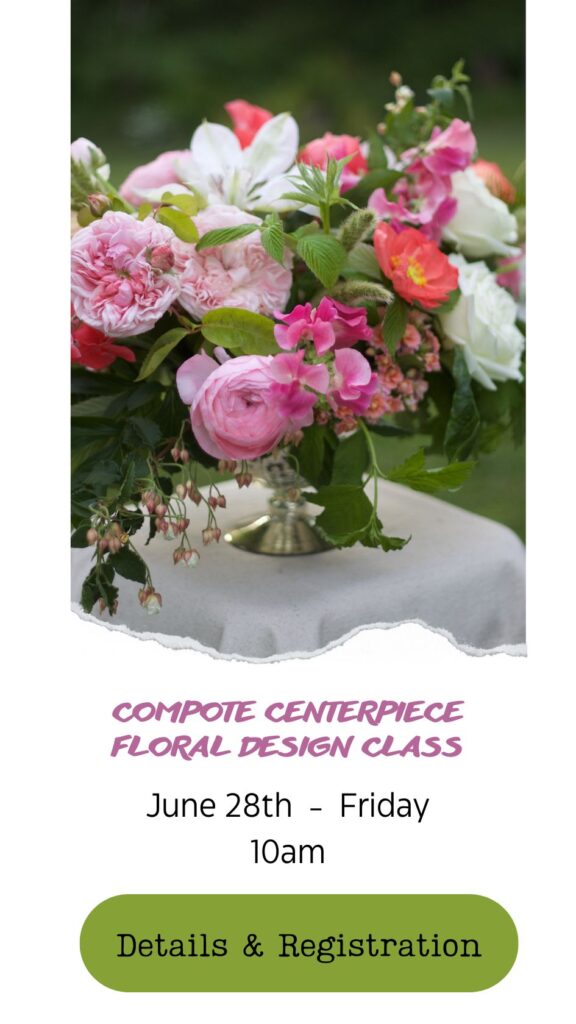 learn how to design a compote flower centerpiece at a floral design class in snohomish seattle washington