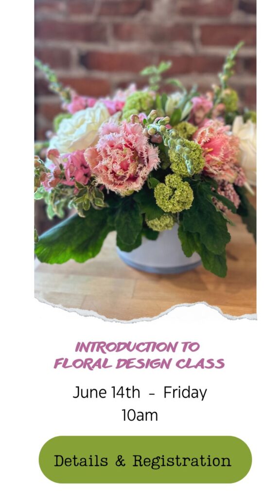 introduction to floral design hands-on in-person flower arranging class in snohomish washington state