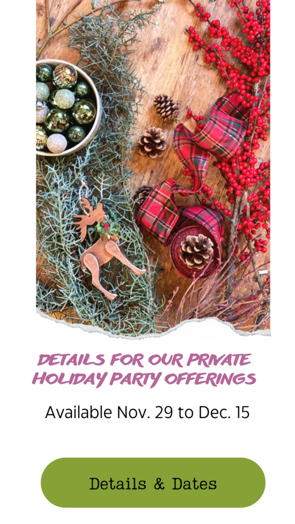 host your holiday event at fleurs creative, create a christmas wreath or flower arrangement, team building event, snohomish washington