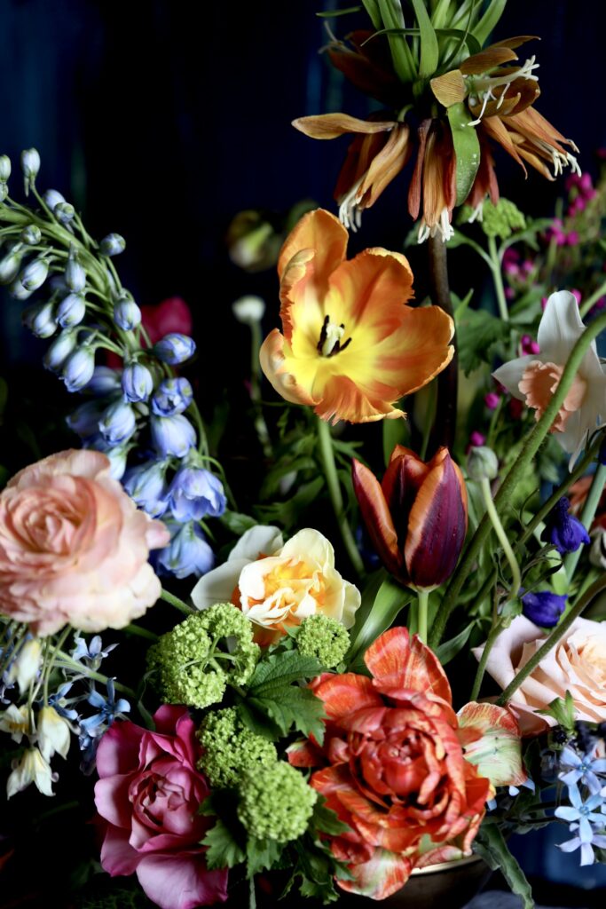 Floral arrangement inspired by Dutch Master Painters, flower arranging workshop in Snohomish Washington