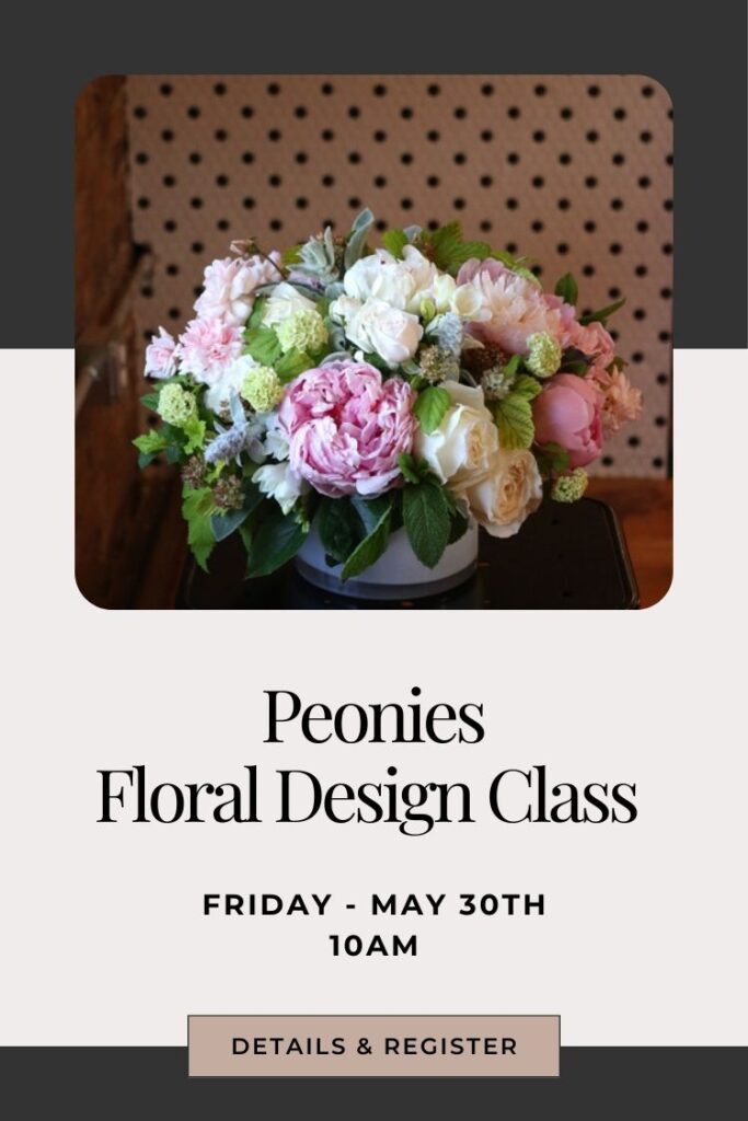 flower arranging class with peonies in snohomish seattle kirkland bellevue