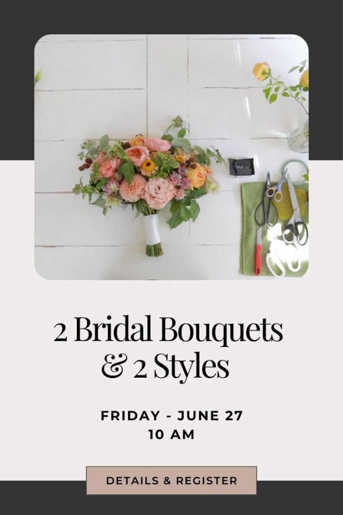 learn how to arrange flowers for wedding bride bouquets at a floral design class in Snohomish Washington
