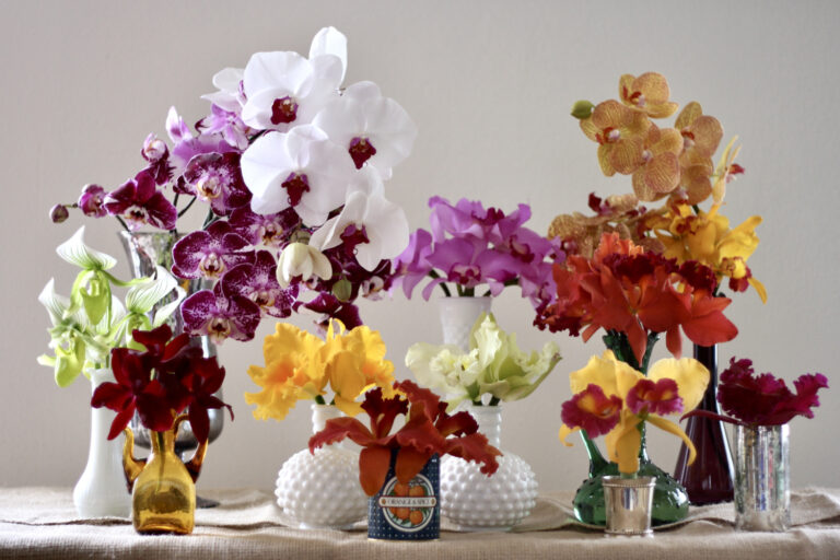 floral design workshop at fleurs creative with tropical flowers orchids