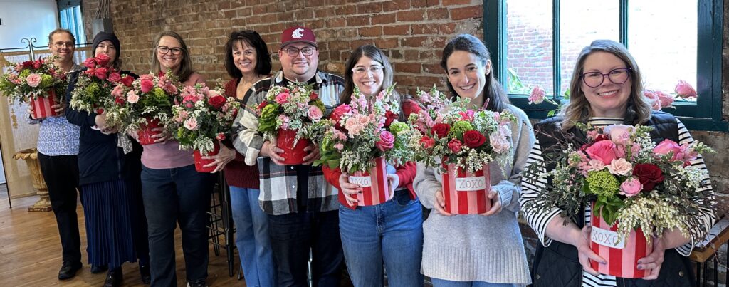Valentine's Day Flower Arranging Class at Fleurs Creative in Snohomish Washington State