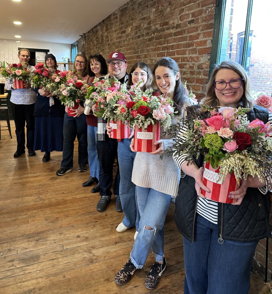 Flower Arranging Class in Snohomish, Washington State at Flirty Fleurs - Valentine's Day