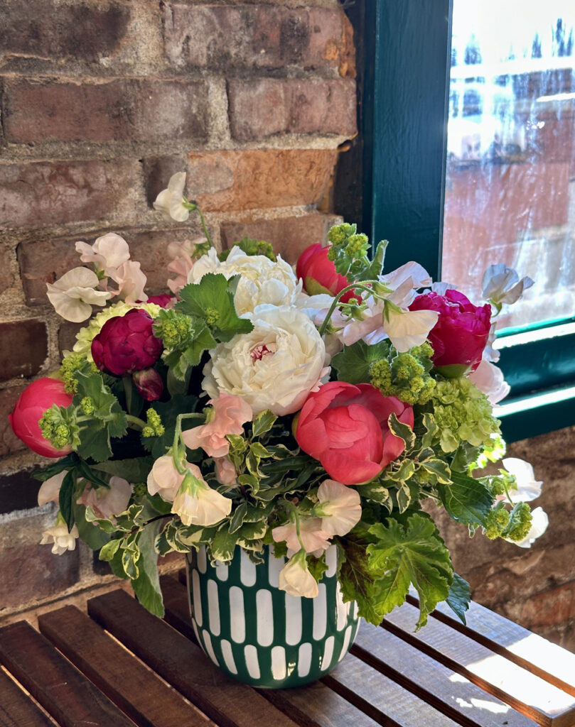 Flower designing class with Peonies at Fleurs Creative Snohomish Washington state