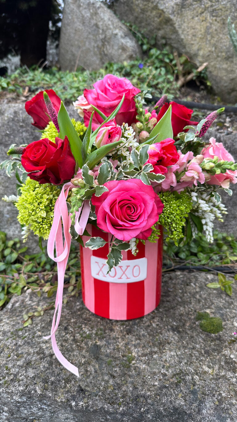 Cute Valentine's Containers for floral design class in Snohomish Washington