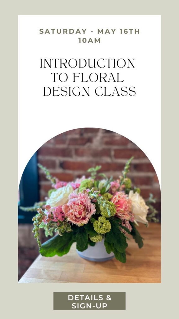 Beginner flower arranging class in Snohomish Washington