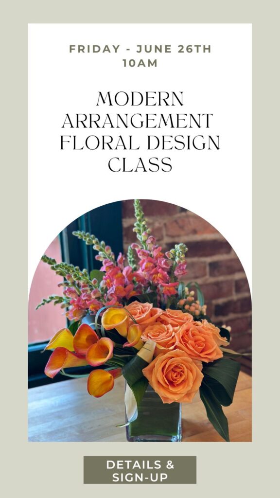 flower arranging class with a modern style aesthetic in Snohomish Washington