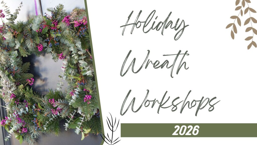 Holiday Christmas wreath making class at Fleurs Creative Snohomish Washington