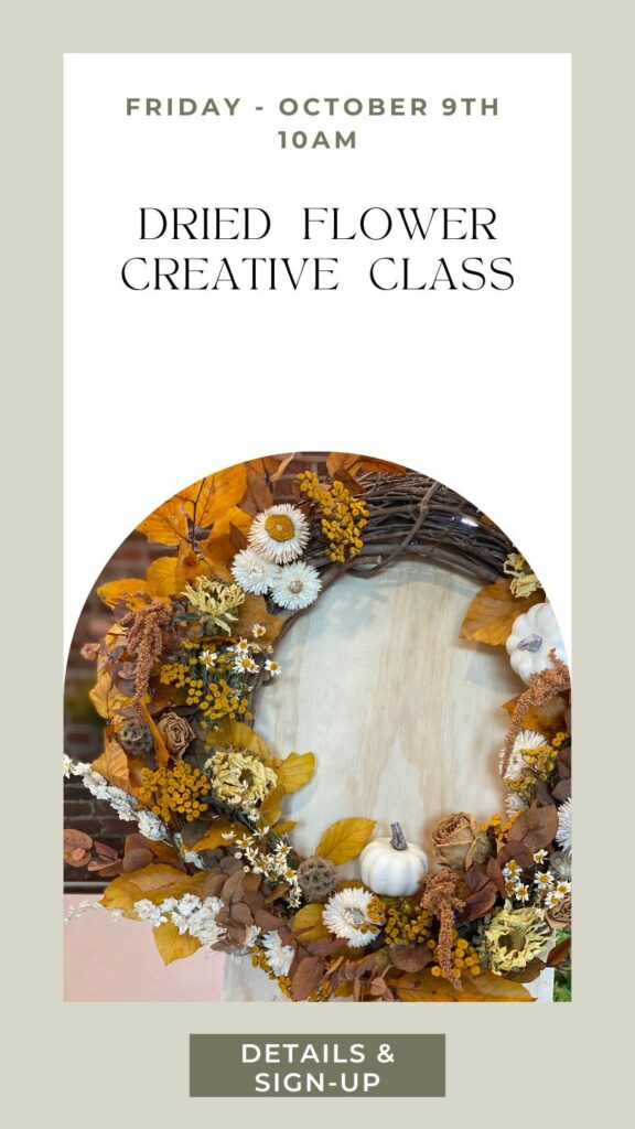 creative class dried flowers autumn wreaths in Snohomish Fleurs creative