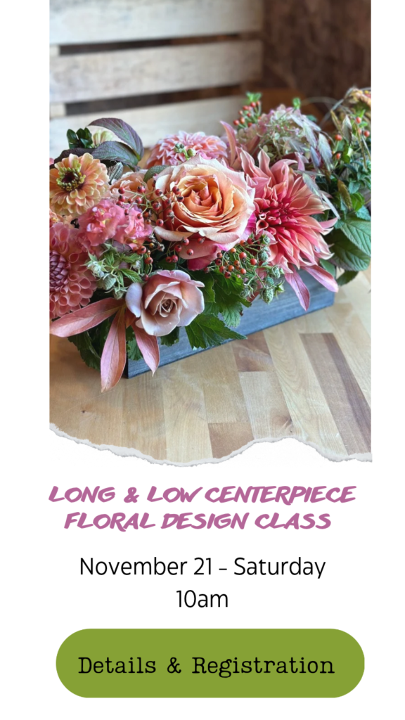 flower arranging class for a Thanksgiving centerpiece in Snohomish Washington at Fleurs Creative